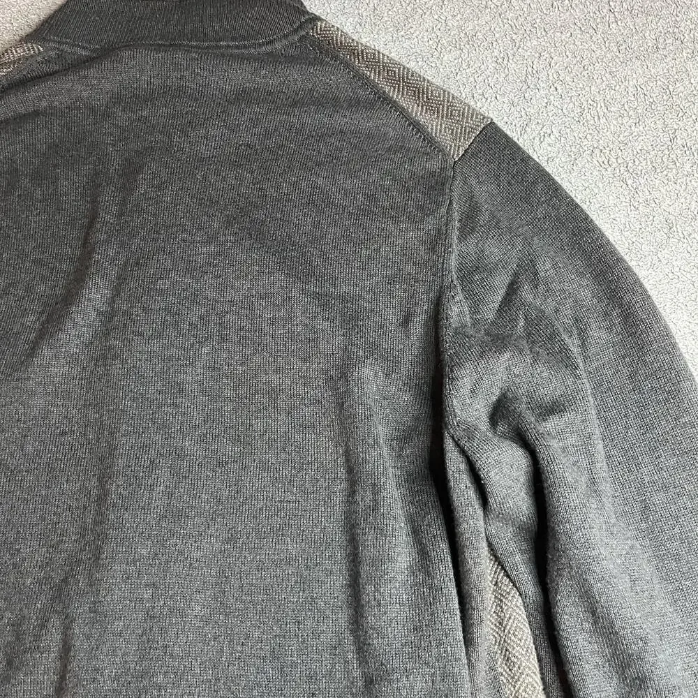 Tommy Bahama Men's M Diamond Springs Full Zip Sweater Jacket Gray Knit Cotton